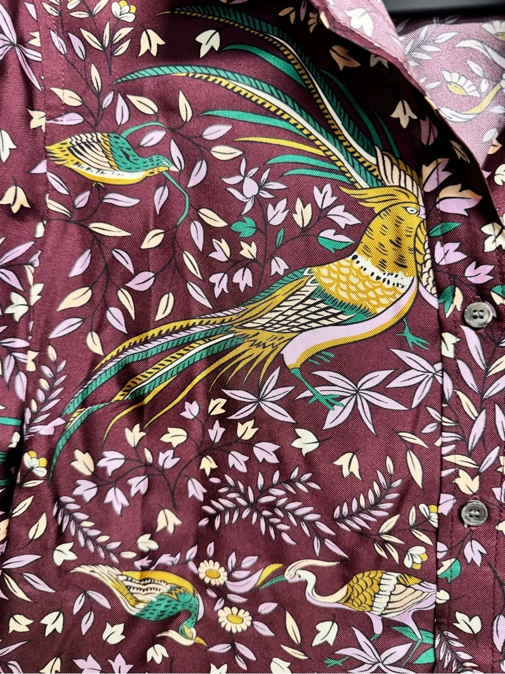 Drakes J Crew Collection Women’s Shirt 4 Bird Of Paradise Blouse Silk Burgundy